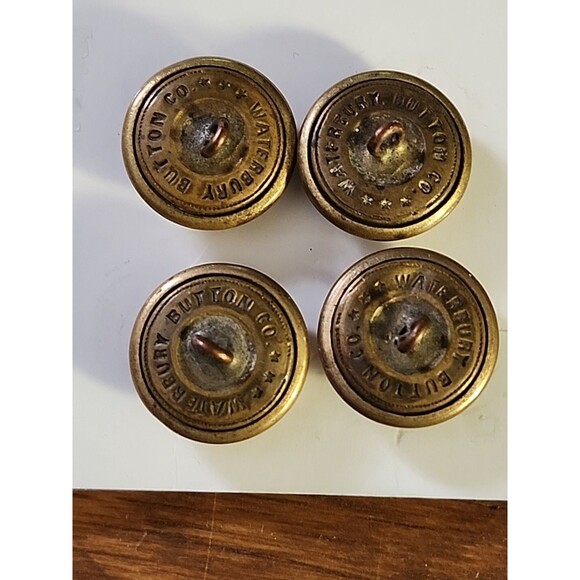 Vintage Brass Military Band Buttons Lot (4) – Lyre Harp Musician Insignia - Picture 9 of 9